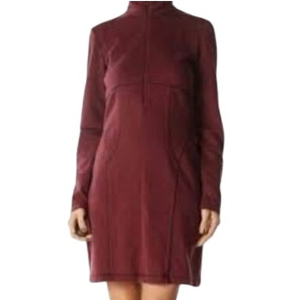 Athleta Dress Women's Size Medium Tall Burgundy Long Sleeve Thumb Holes